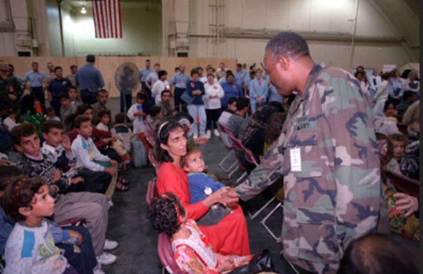 The United States Air Force conducted a humanitarian mission, airlifting thousands of Kurdish refugees from Northern Iraq to Andersen Air Force Base in Guam