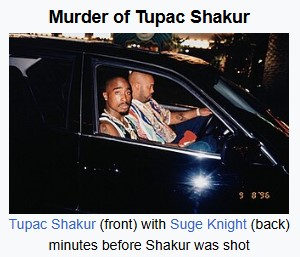 Iconic rapper and actor Tupac Shakur was critically wounded in a drive-by shooting in Las Vegas